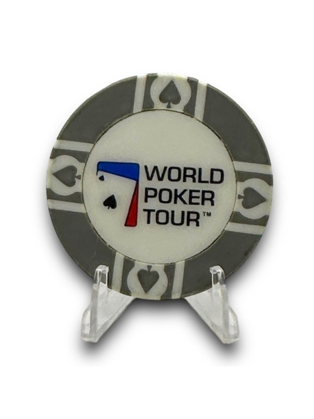 World Poker Tour Collectible Poker Chip Gray/White 1.5 Inch Diameter